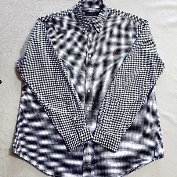 Men's Ralph Lauren Checkered Button Down Shirt, Blue/White, Size XL, Pre-Owned - Picture 1 of 10